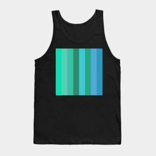 blue and gree minimalist stripe pattern Tank Top